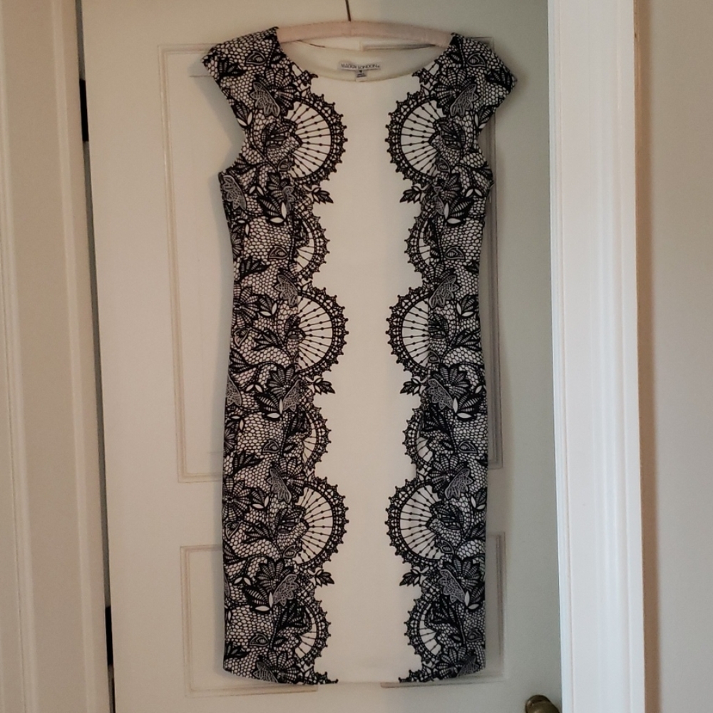 Maggy London black/white holiday dress - 6